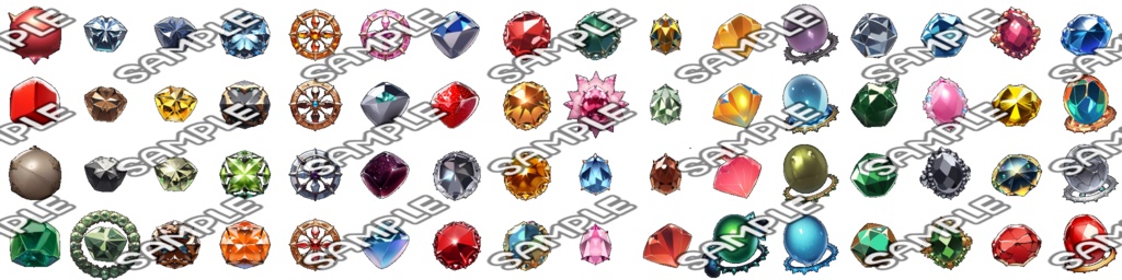 【素材、鉱物系 No.6】アイコン素材集 (64種)