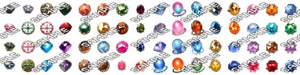 【素材、鉱物系 No.7】アイコン素材集 (64種)