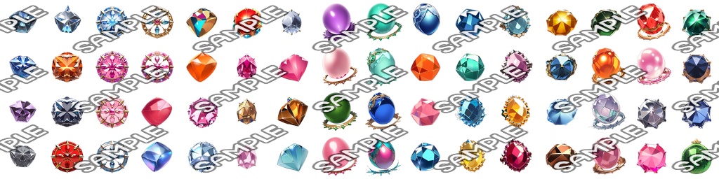 【素材、鉱物系 No.8】アイコン素材集 (64種)