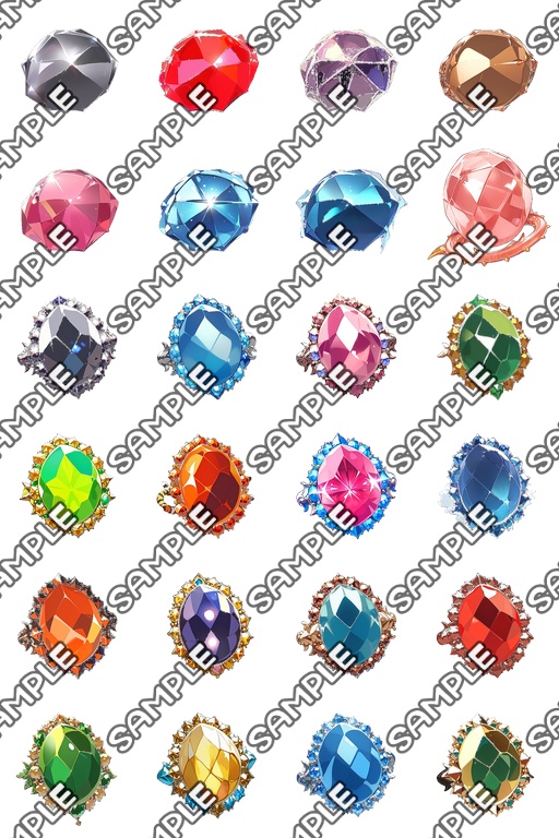 【素材、鉱物系 No.9】アイコン素材集 (128種)