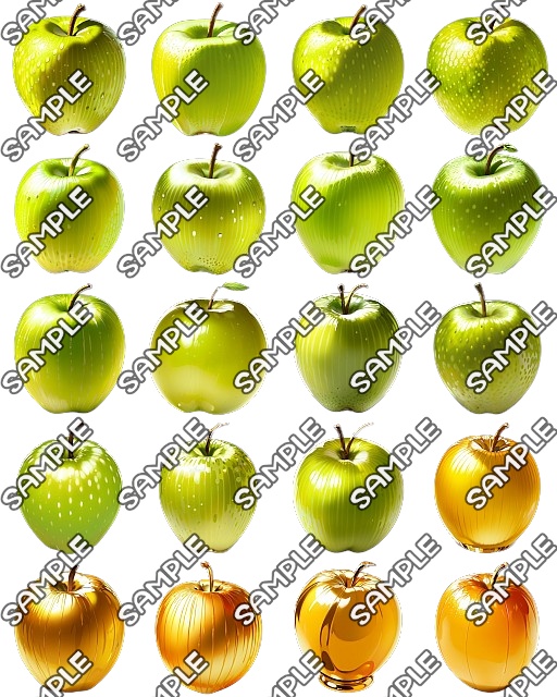 【食品、果物系 No.02】「いろいろなリンゴ」アイコン素材集 (100種)