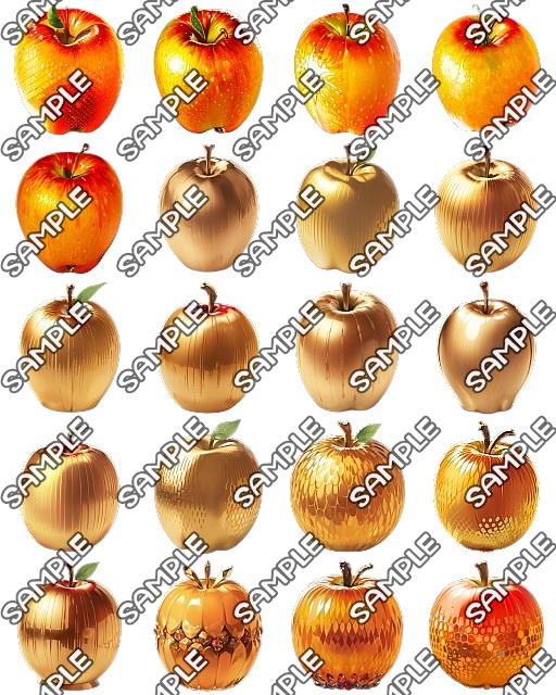 【食品、果物系 No.02】「いろいろなリンゴ」アイコン素材集 (100種)
