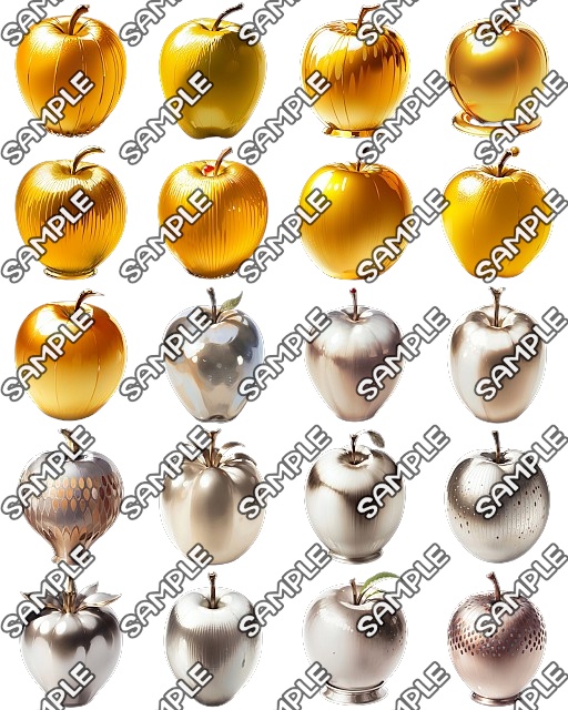 【食品、果物系 No.02】「いろいろなリンゴ」アイコン素材集 (100種)