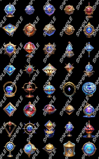 【ゲーム素材】金属アーティファクト集 (120種)