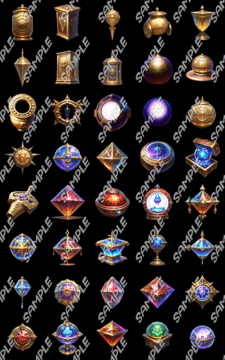 【ゲーム素材】金属アーティファクト集 (120種)