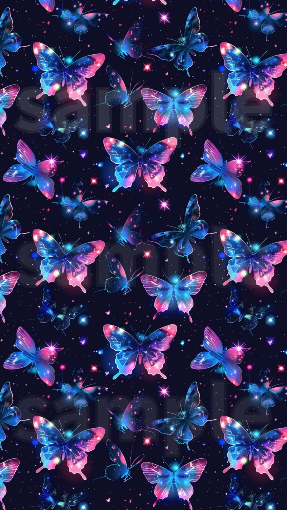 星空に舞う蝶たちのシームレスデザイン3種パック