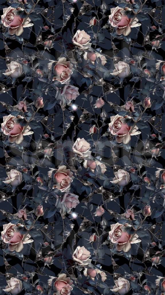 割れた鏡と薔薇のシームレスデザイン3種パック