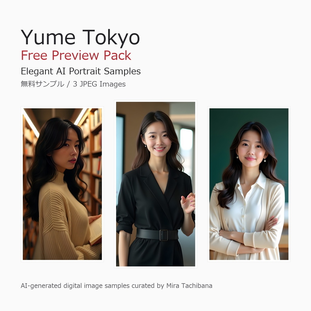 Yume Tokyo Free Preview Pack - Elegant AI Portrait Samples