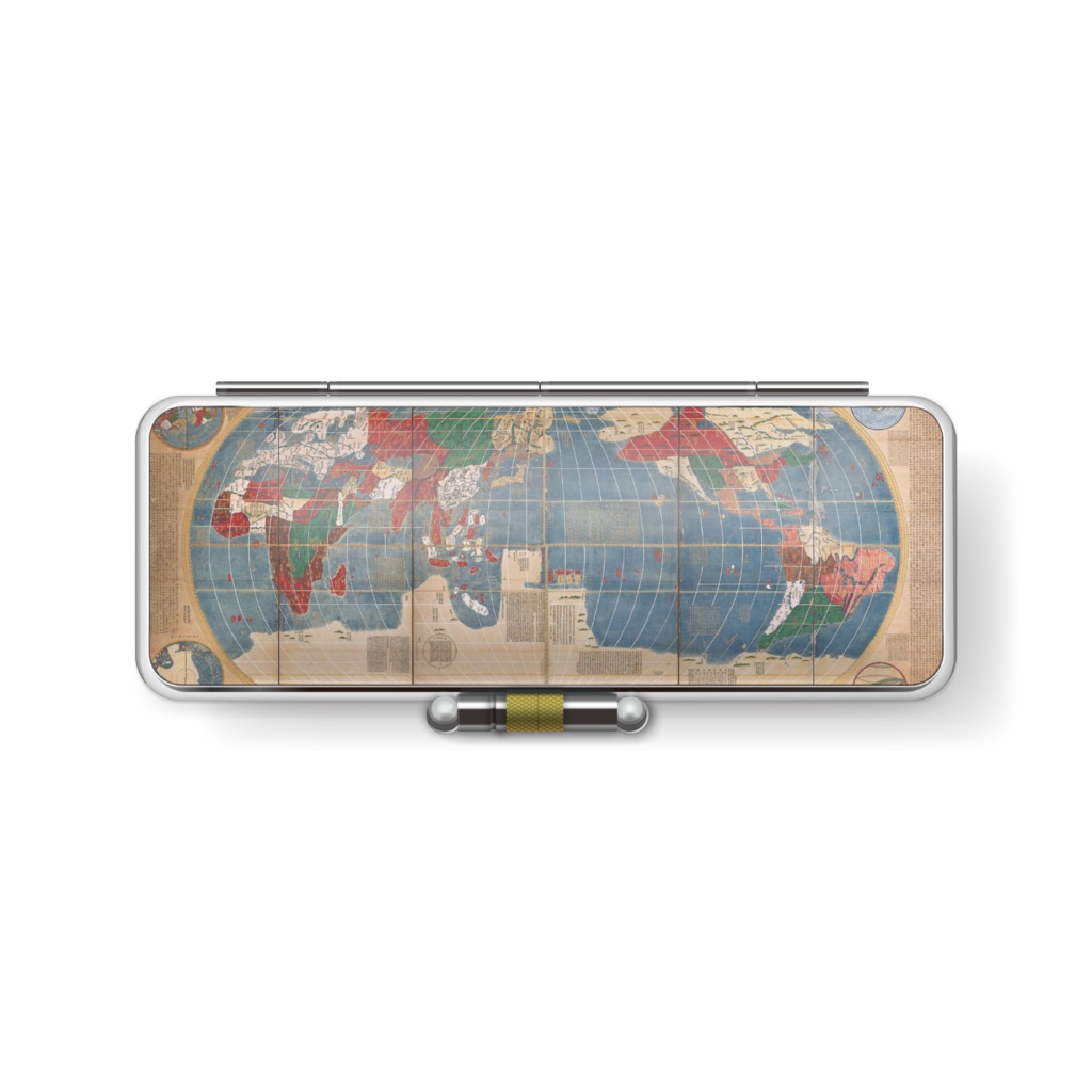 「坤輿万国全図屏風(こんよばんこくぜんずびょうぶ)」印鑑ケース(レザー)