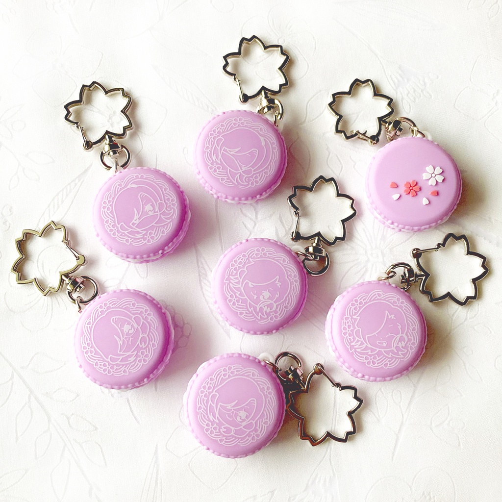 「 春色のさくらマカロン 」ラバーキーホルダー