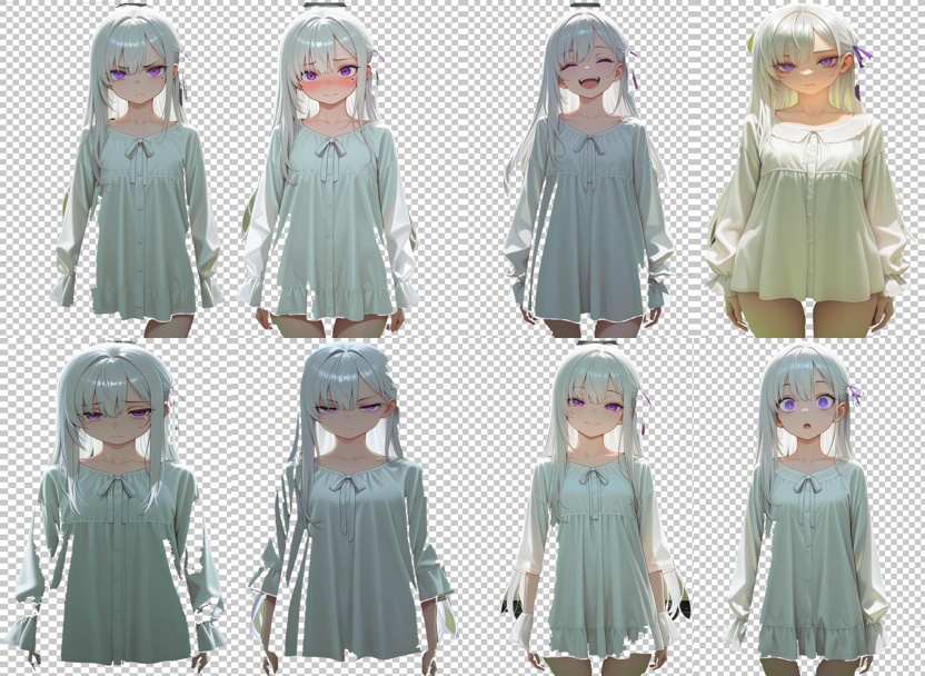 【立ち絵素材】オリジナルキャラ「リオ」8表情差分+アニメ背景6枚(透過PNG・商用利用可)