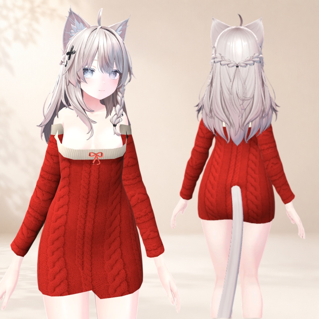 Cable Knit Off-Shoulder Onepiece for SHINANO