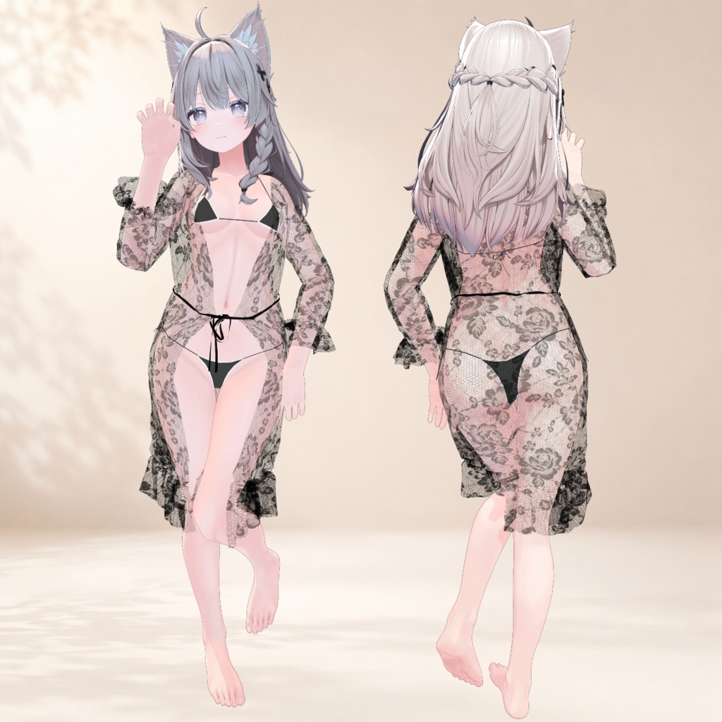 【2種アバター対応/for 2 Avatars】Sheer Cover-Up & Mini Bikini Set