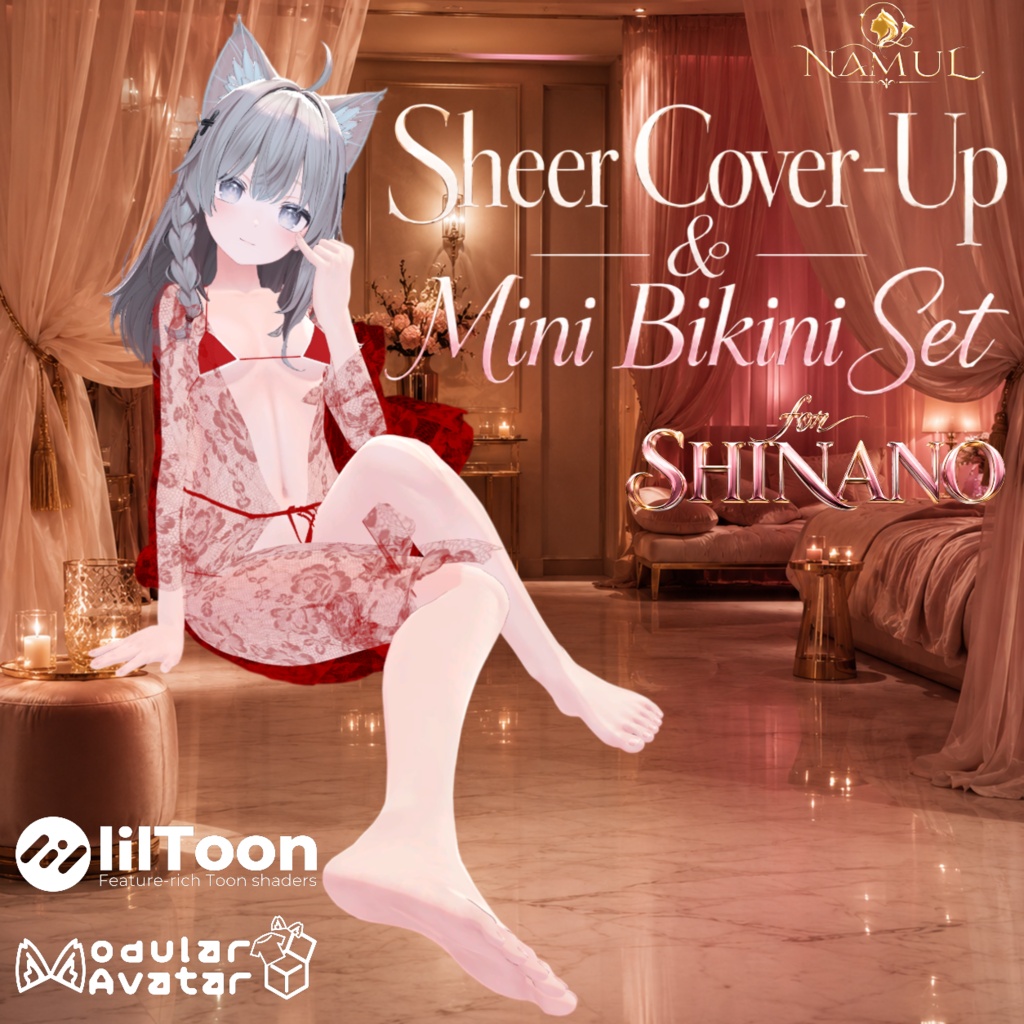 【2種アバター対応/for 2 Avatars】Sheer Cover-Up & Mini Bikini Set