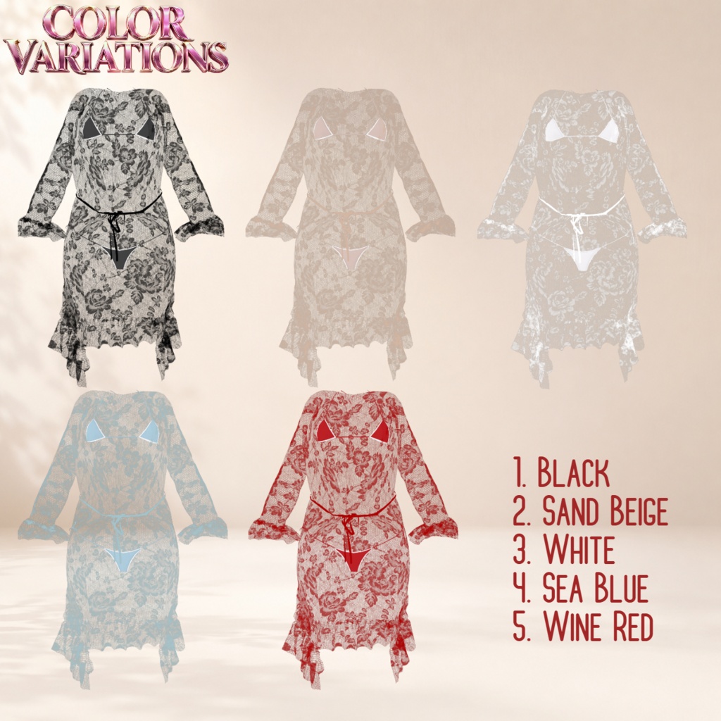 【2種アバター対応/for 2 Avatars】Sheer Cover-Up & Mini Bikini Set