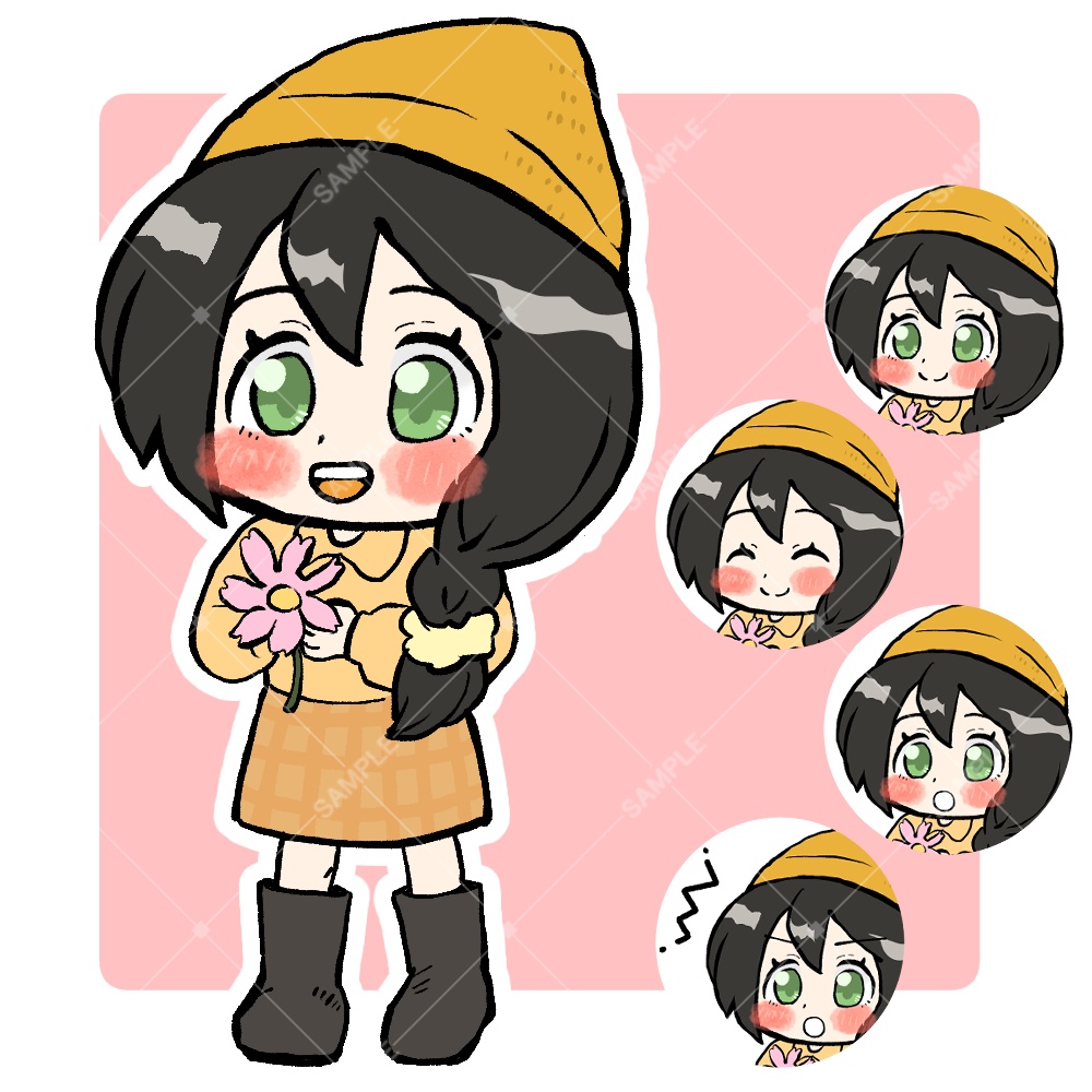 TRPG立ち絵素材_花_少女【表情12種+SDキャラ表情5種】🌟無料版あり