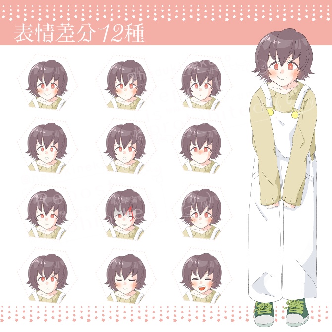 TRPG立ち絵素材_オーバーオール男子【表情12種+SDキャラ表情5種】🌟無料版あり