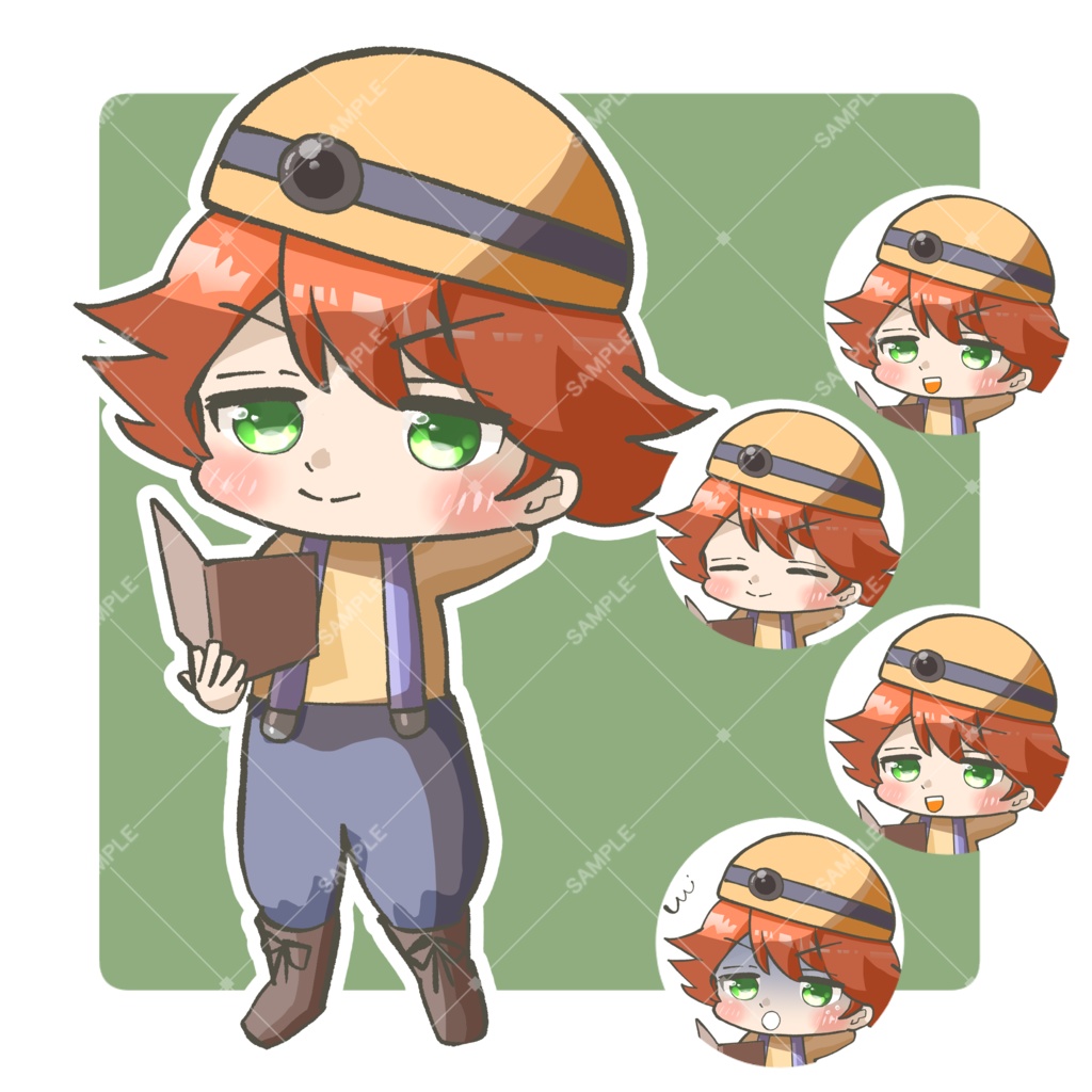 TRPG立ち絵素材_作業着_男性【表情12種+SDキャラ表情5種】🌟無料版あり