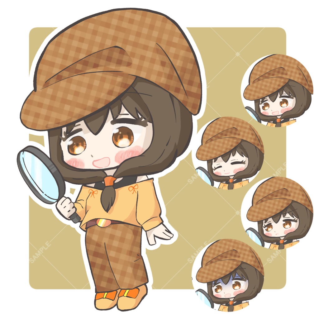 TRPG立ち絵素材_探偵_少女【表情12種+SDキャラ表情5種】🌟無料版あり