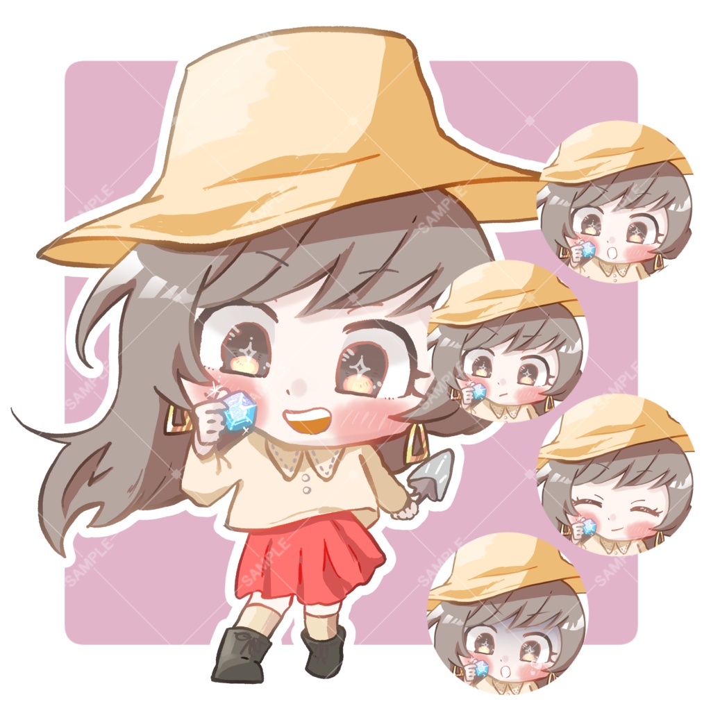 TRPG立ち絵素材_カウガール_スコップを持った女性【表情12種+SDキャラ表情5種】🌟無料版あり