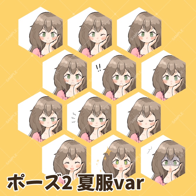 TRPG立ち絵素材_しろくまフード&夏服女子【差分計24種】