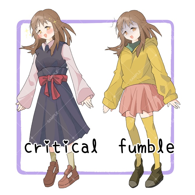 TRPG立ち絵素材_ワンピース女子【衣装&表情差分・計24種】