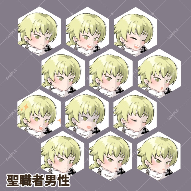 TRPG立ち絵素材_聖職者男女セット【表情差分・計24種】