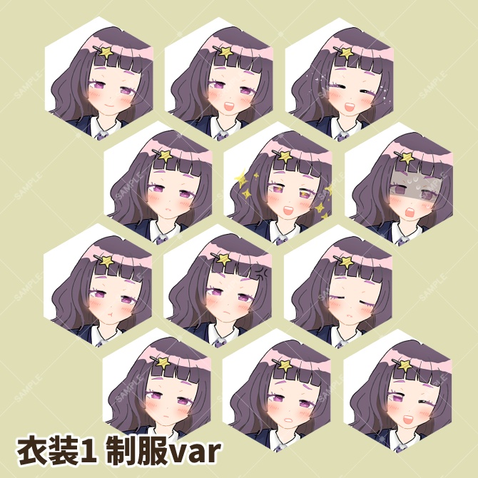 TRPG立ち絵素材_女子高生【衣装&表情差分・計24種】