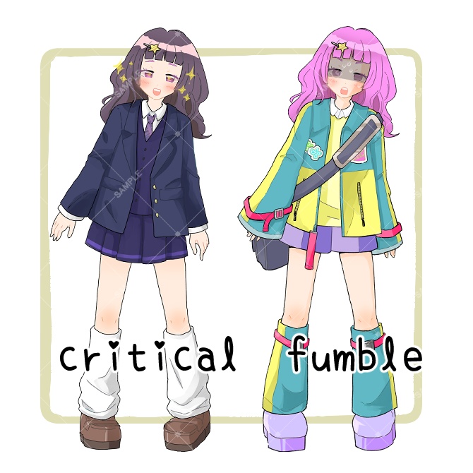 TRPG立ち絵素材_女子高生【衣装&表情差分・計24種】