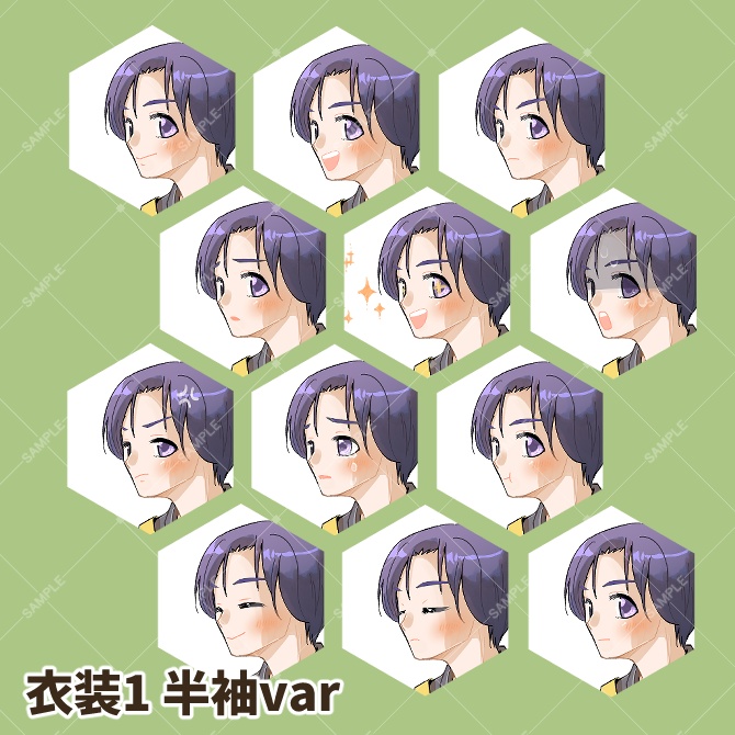 TRPG立ち絵素材_青い目の男性【衣装&表情差分・計24種】