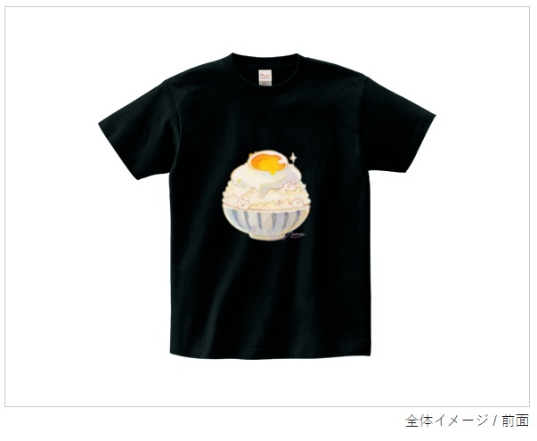 ねこTKGのTシャツ（黒）