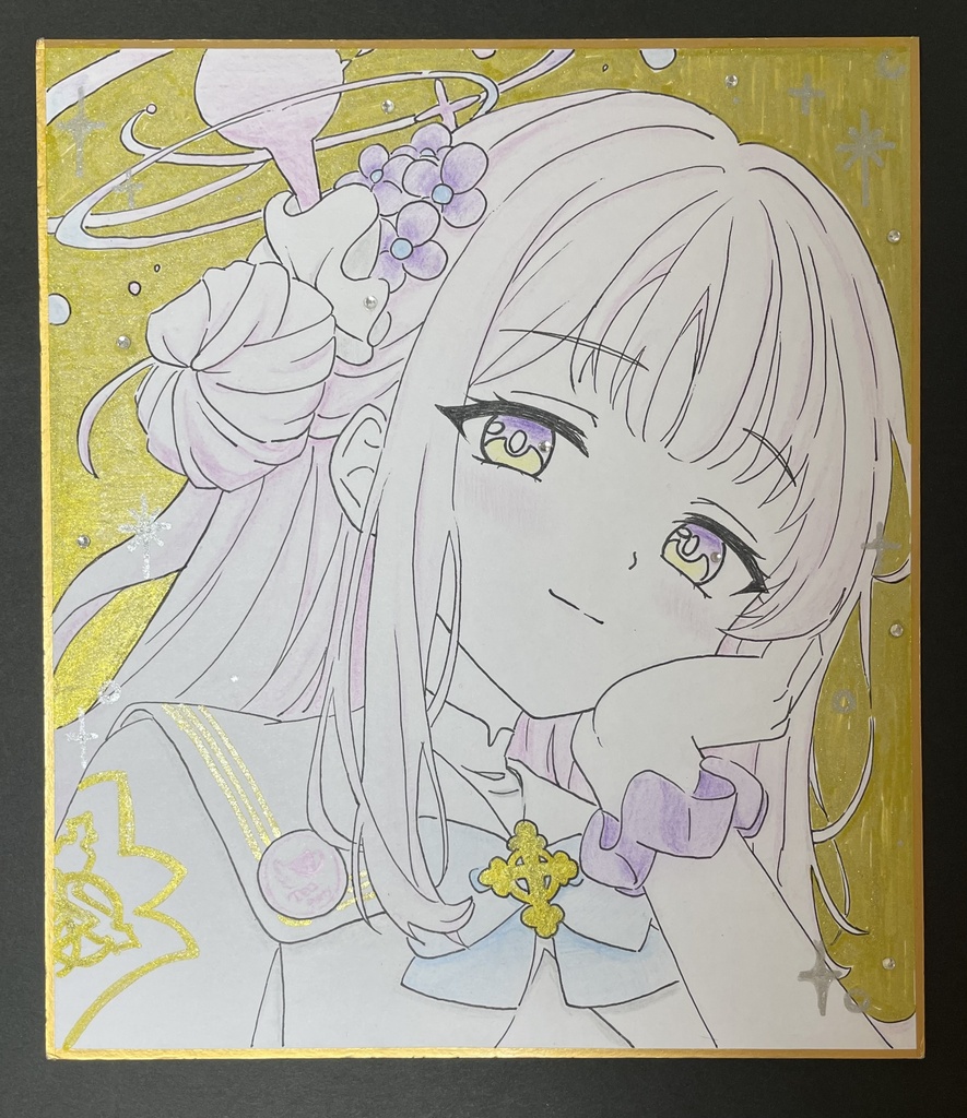 【イラスト手描き色紙(中)】聖園ミカ/ブルーアーカイブ ※難あり