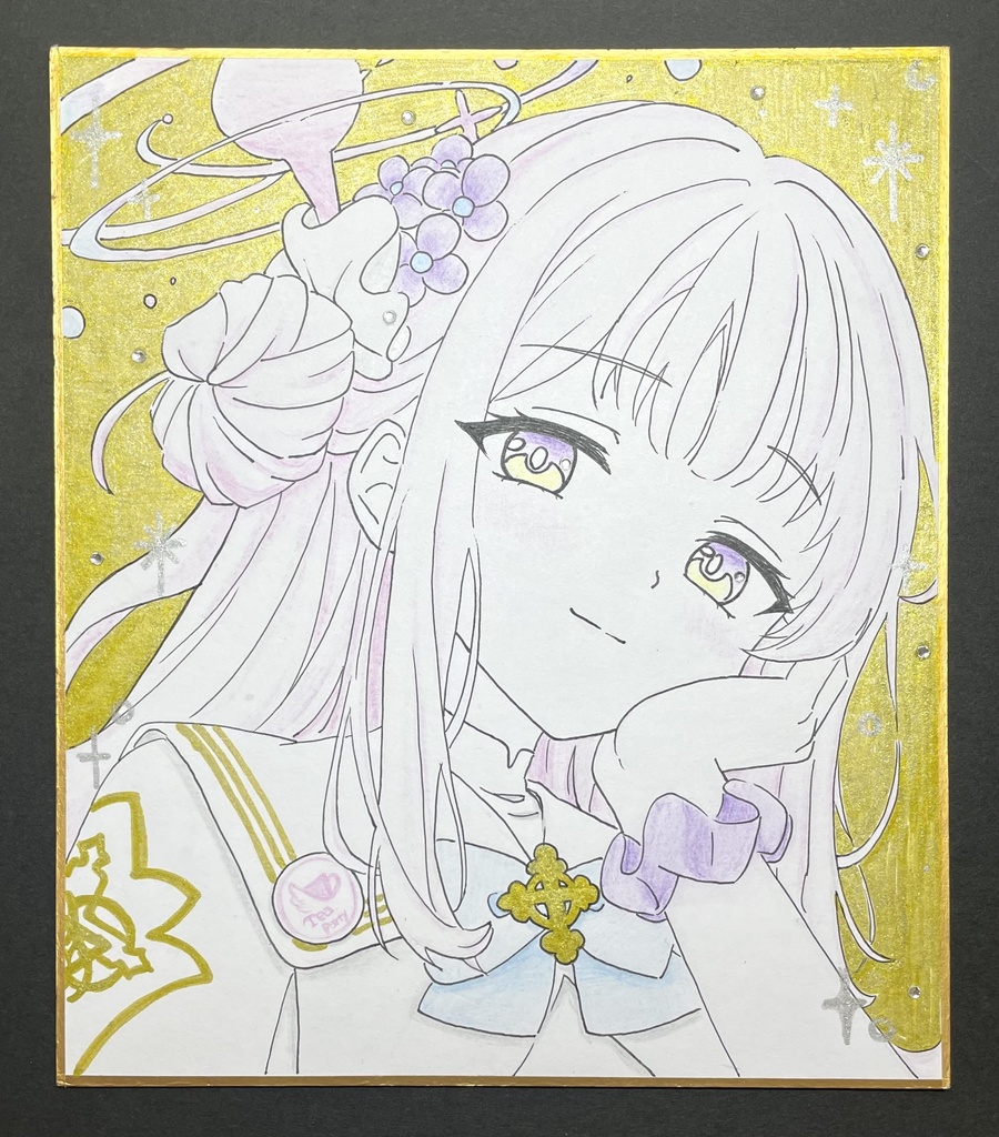 【イラスト手描き色紙(中)】聖園ミカ/ブルーアーカイブ　※難あり