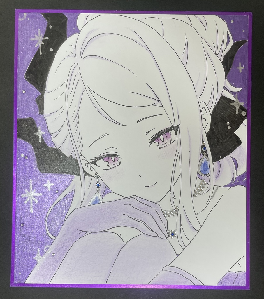 【イラスト手描き色紙(中)】空崎ヒナ/ブルーアーカイブ ※難あり
