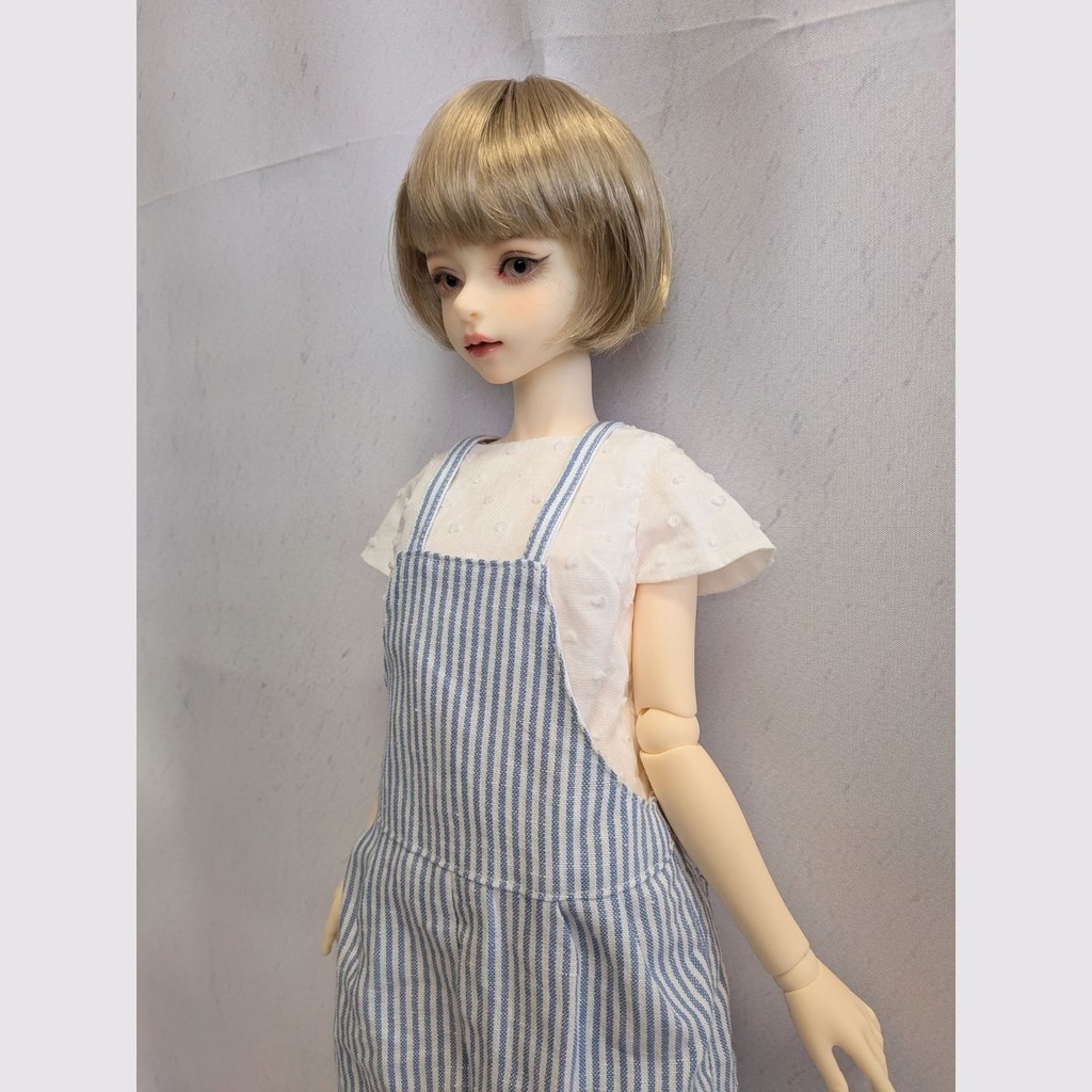 【1/4ドール】コットンリネンのストライプサロペット
