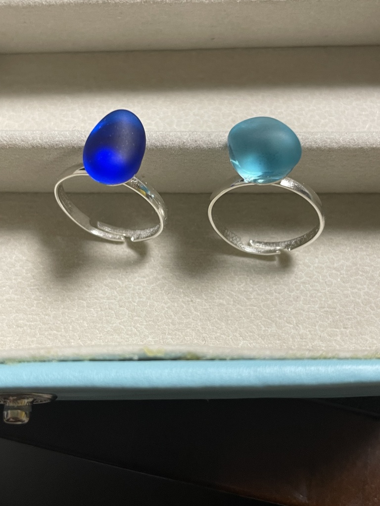 シーグラスの指輪 フリーサイズ