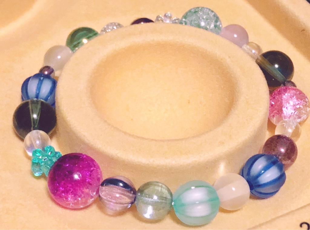 ビーズブレスレット【青紫】