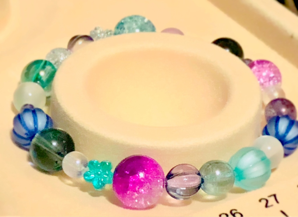 ビーズブレスレット【青紫】