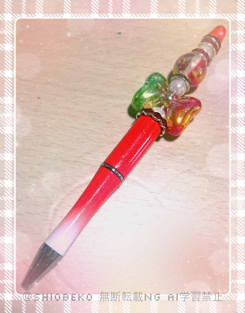 ハンドメイド カスタムボールペン リボン×レッド