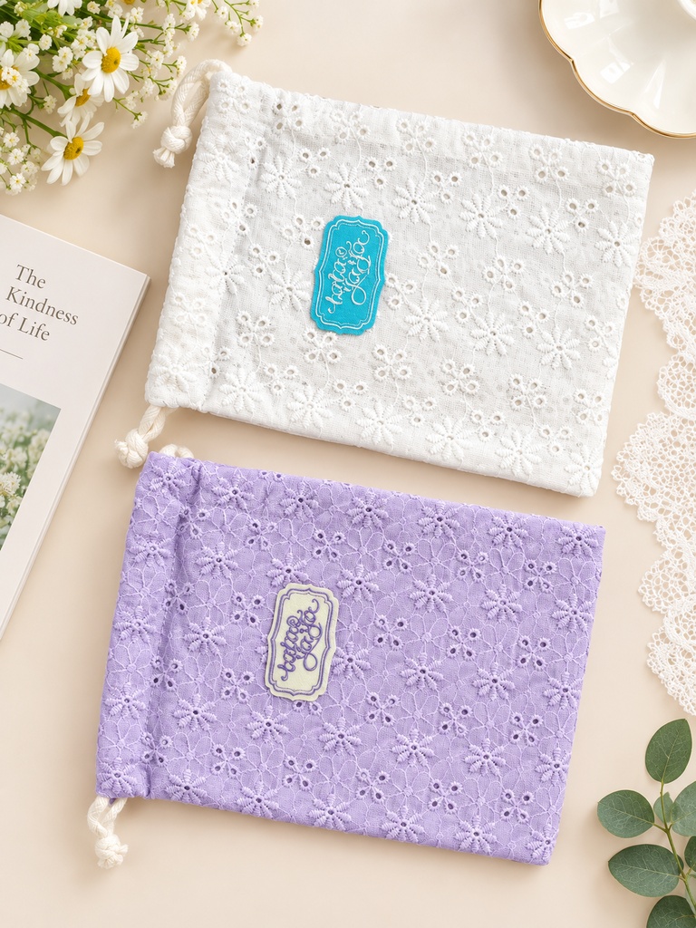 刺繍ロゴ巾着ポーチ