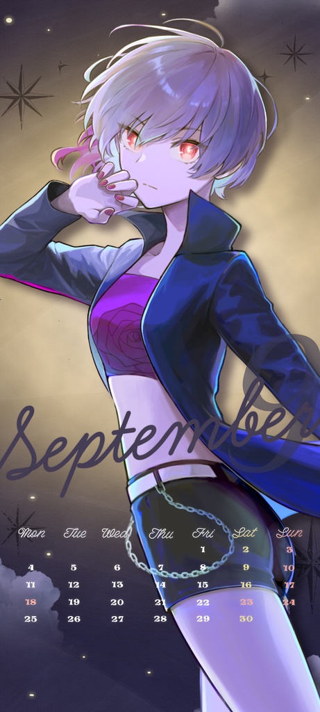 【Vカレ】2023年度スマホ壁紙カレンダー【黒咲ルシア】