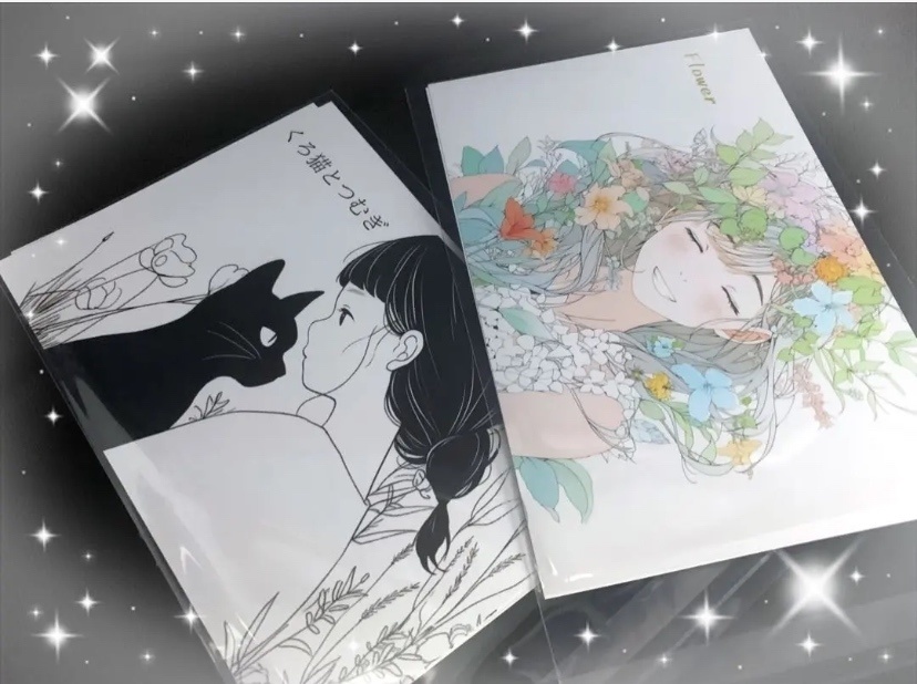 【オリジナル】Flower & くろ猫とつむぎ ポストカード各5枚セット