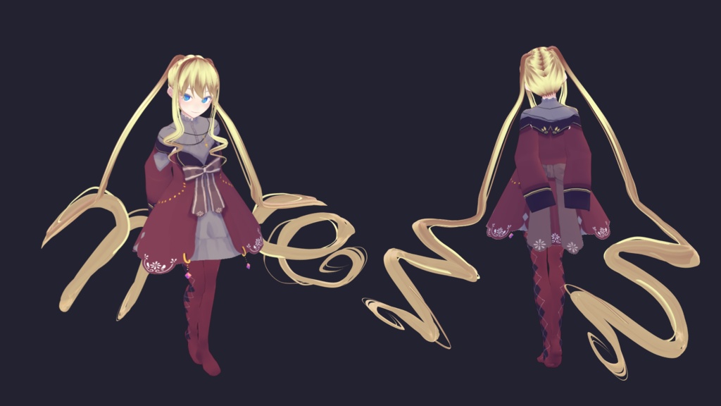 【VRoid】くるくる巻き髪ツインテール【ヘアプリセット】