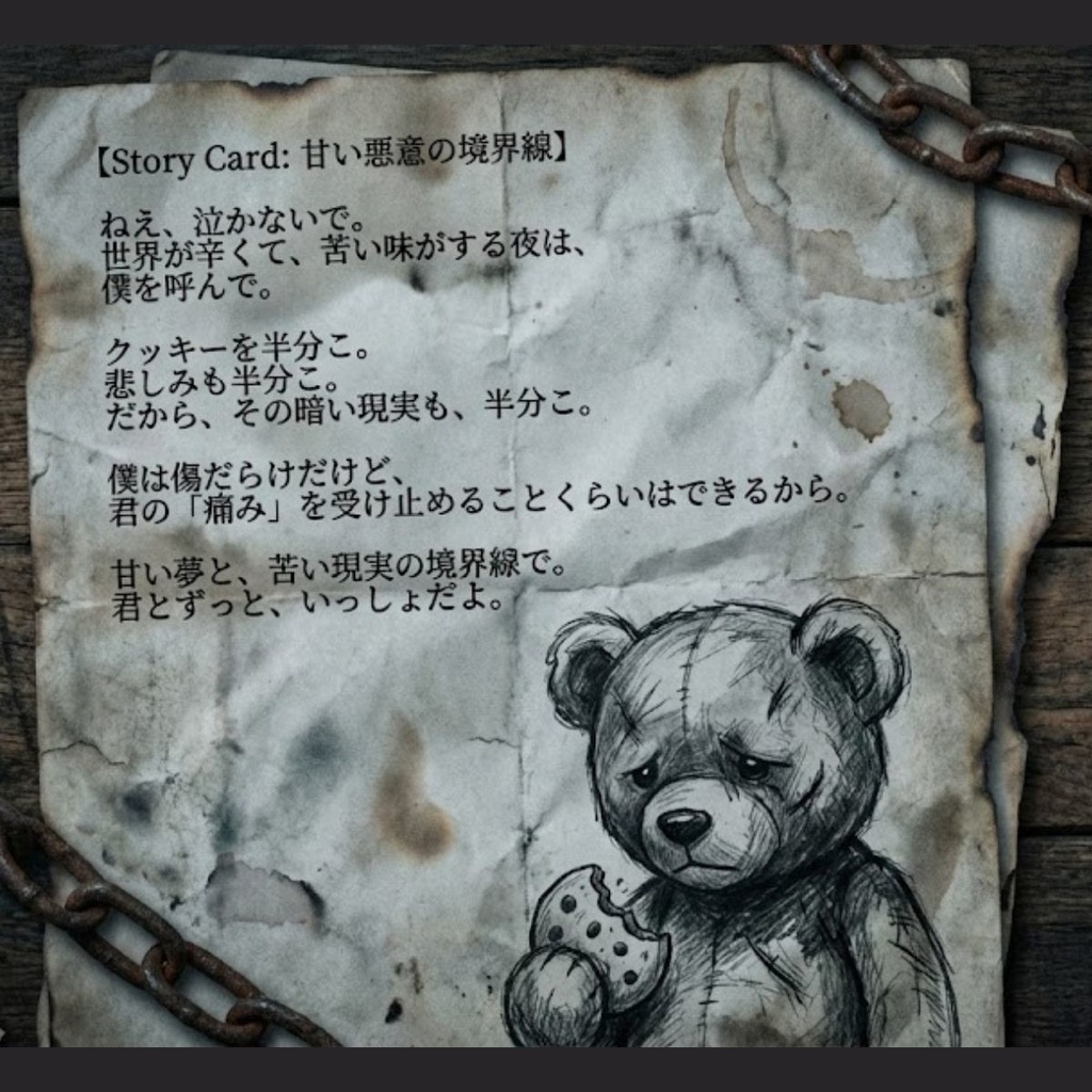 【ジャンクジャーナル素材】甘い悪意と苦い現実の境界線(Sweet Malice & Bitter Reality)/テディベアと毒菓子