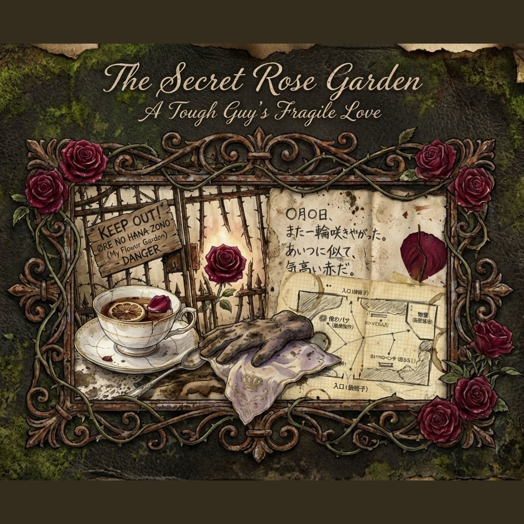 『秘密のバラ園 × スワンレイク(白いプライド・黒い秘密)』デジタルジャンクジャーナル素材