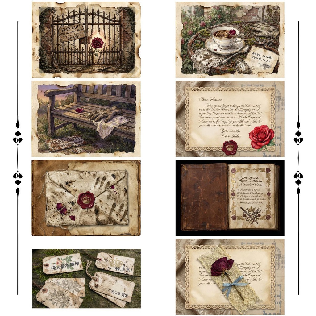 『秘密のバラ園 × スワンレイク(白いプライド・黒い秘密)』デジタルジャンクジャーナル素材