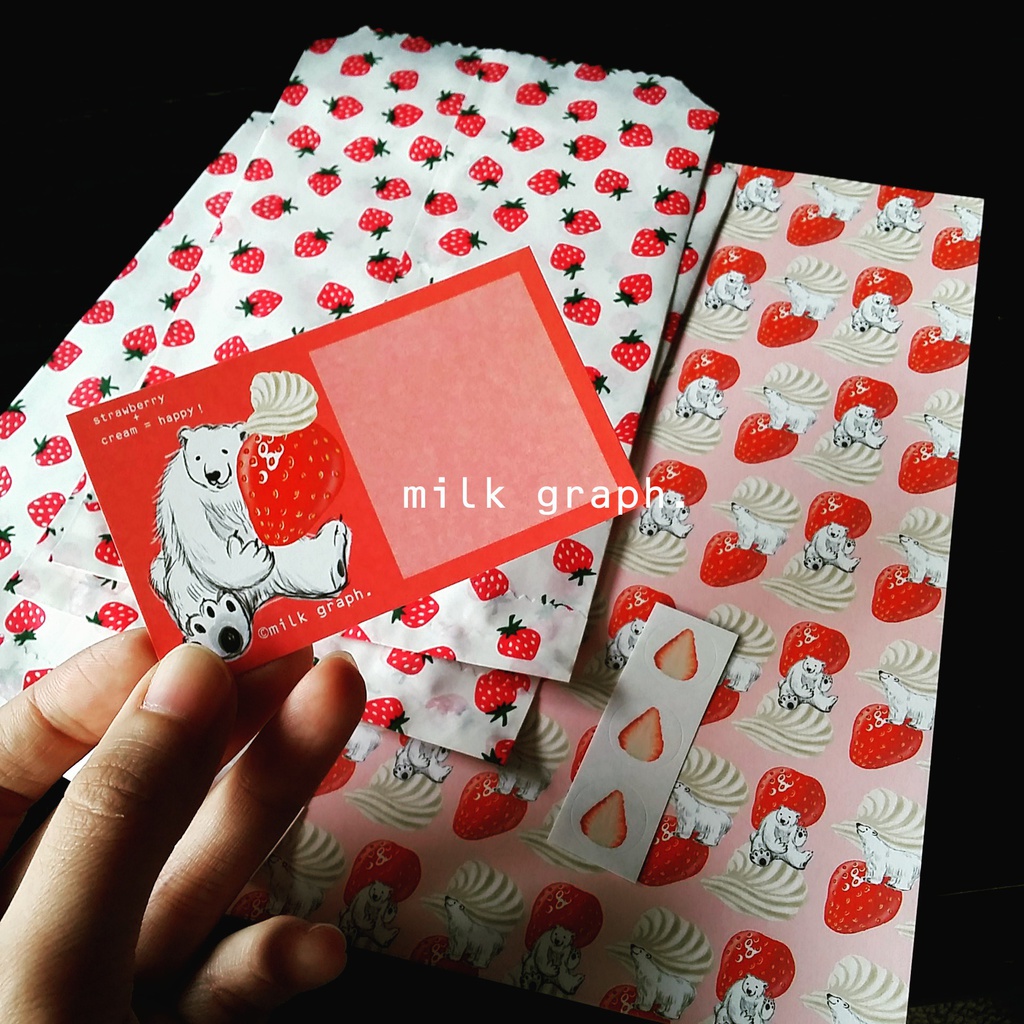 いちごクリームシロクマ(いちご封筒) レターセット
