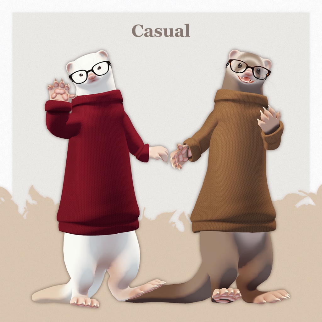 フェレットのにょんたん【VRChat用3Dアバター】