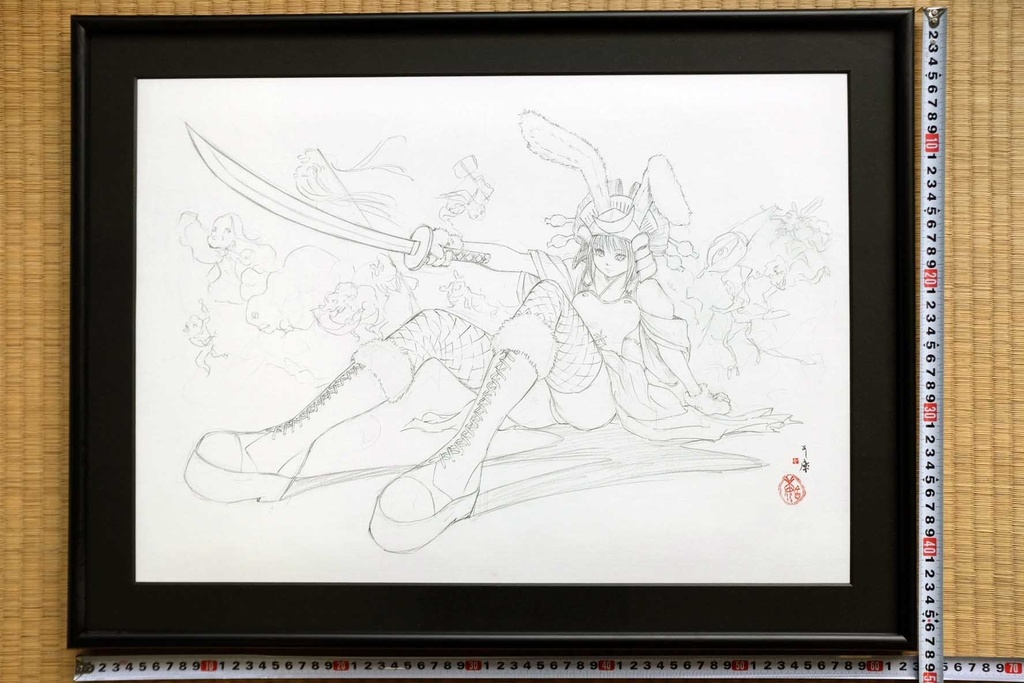 メディチ家でのライブペイント「兎兜」のためのスケッチ 鉛筆線画直筆素描 オリジナル1点