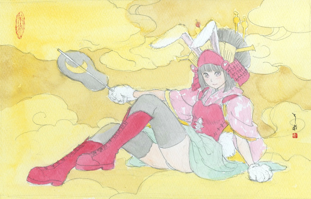 フィレンツェ・メディチ・リカルディ宮殿でのライブペイントのためのスケッチ 鉛筆水彩画直筆素描 オリジナル1点